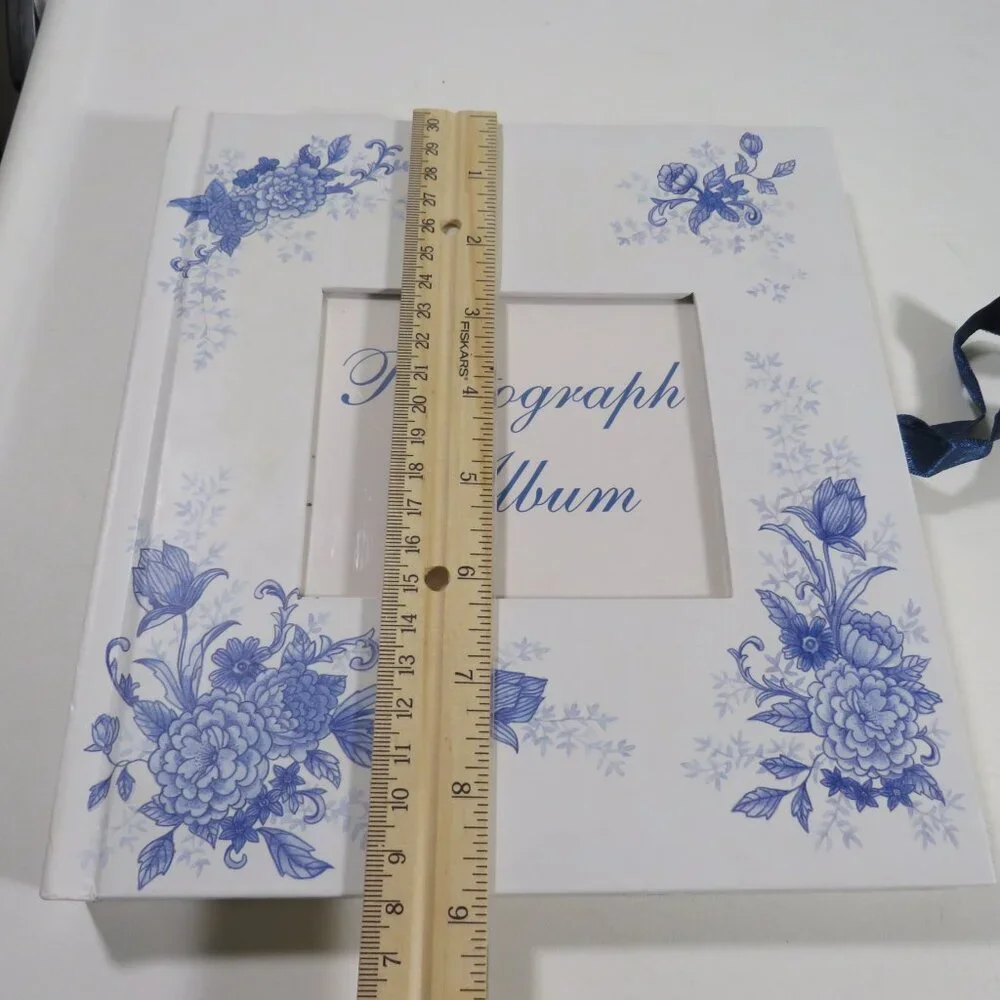 Vintage Style Photo Album: frame style, French Blue and White Floral Toile Twall